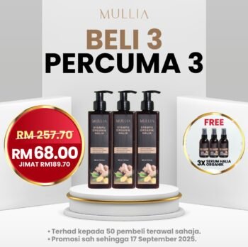 3 Set Halia Organik (Syampu 300ml + Serum 50ml )