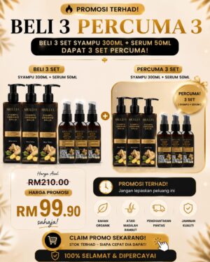 3 Set Halia Organik (Syampu 300ml + Serum 50ml ) FREE 3 SET GS