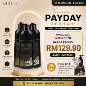 3 botol syampu uban 400ml + FREE syampu uban 250ml + FREE Syampu & Serum Halia