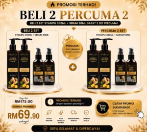 2 Set Halia Organik (Syampu 300ml + Serum 50ml ) FREE 2 SET GS